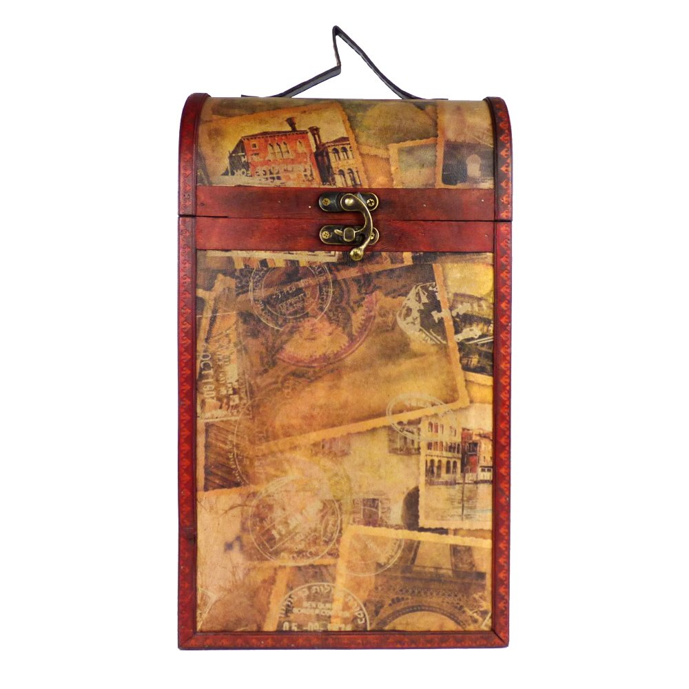 Luxury 2 Bottle Vintage Style Wooden Box, Approximate Dimensions 13 x 36 x 21 cm,. Great idea for storage - Gift idea for Christmas, Birthday, Trinkets, Keepsakes