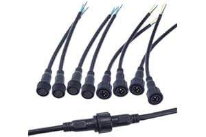 CHINLY 10pairs 4Core 4pin BLACK Pigtail Plastics waterproof IP65 LED Connector Male Female for 3528 5050 LED Strip Light, Applicable 20AWG 0.5mm² 22mm Nut