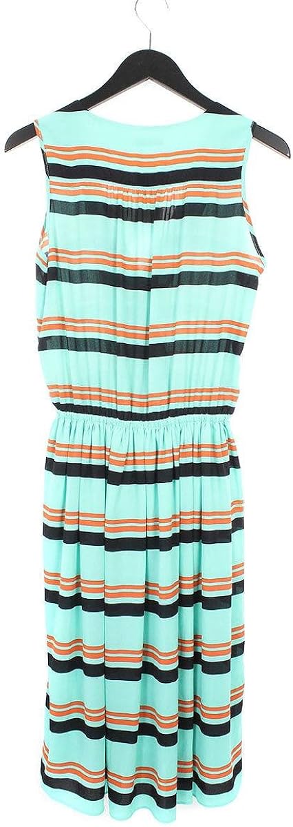 Amazon ルシェルブルー Le Ciel Bleu ウエストギャザーボーダーノースリーブワンピース 40 グリーン調 中古 ワンピース チュニック 通販