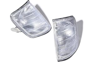 Astra Depot LH+RH Front Corner White Turn Signal Lights Compatible For 1985-1995 Mercedes E Class W124 E300, Pair 2pcs Driver