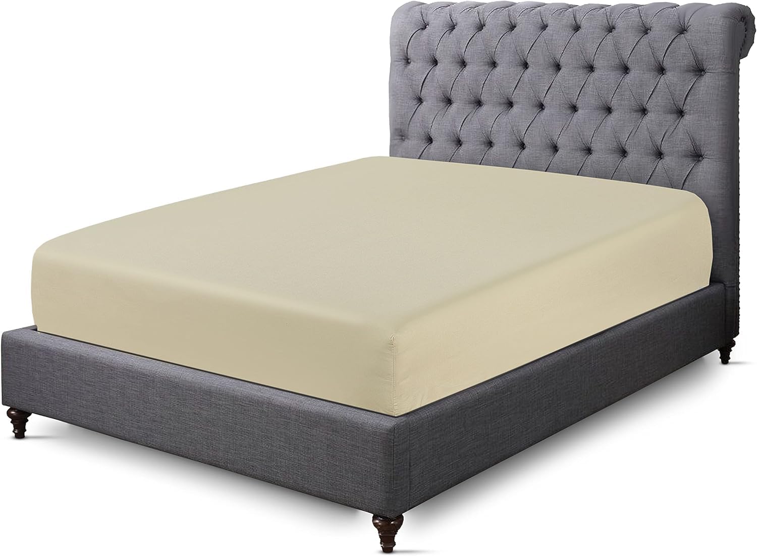 Percale 100% Cotton 200 Thread Count Double Size Extra Deep Pocket Fitted Sheet 16 inch 40 cm (Mocha, Double)