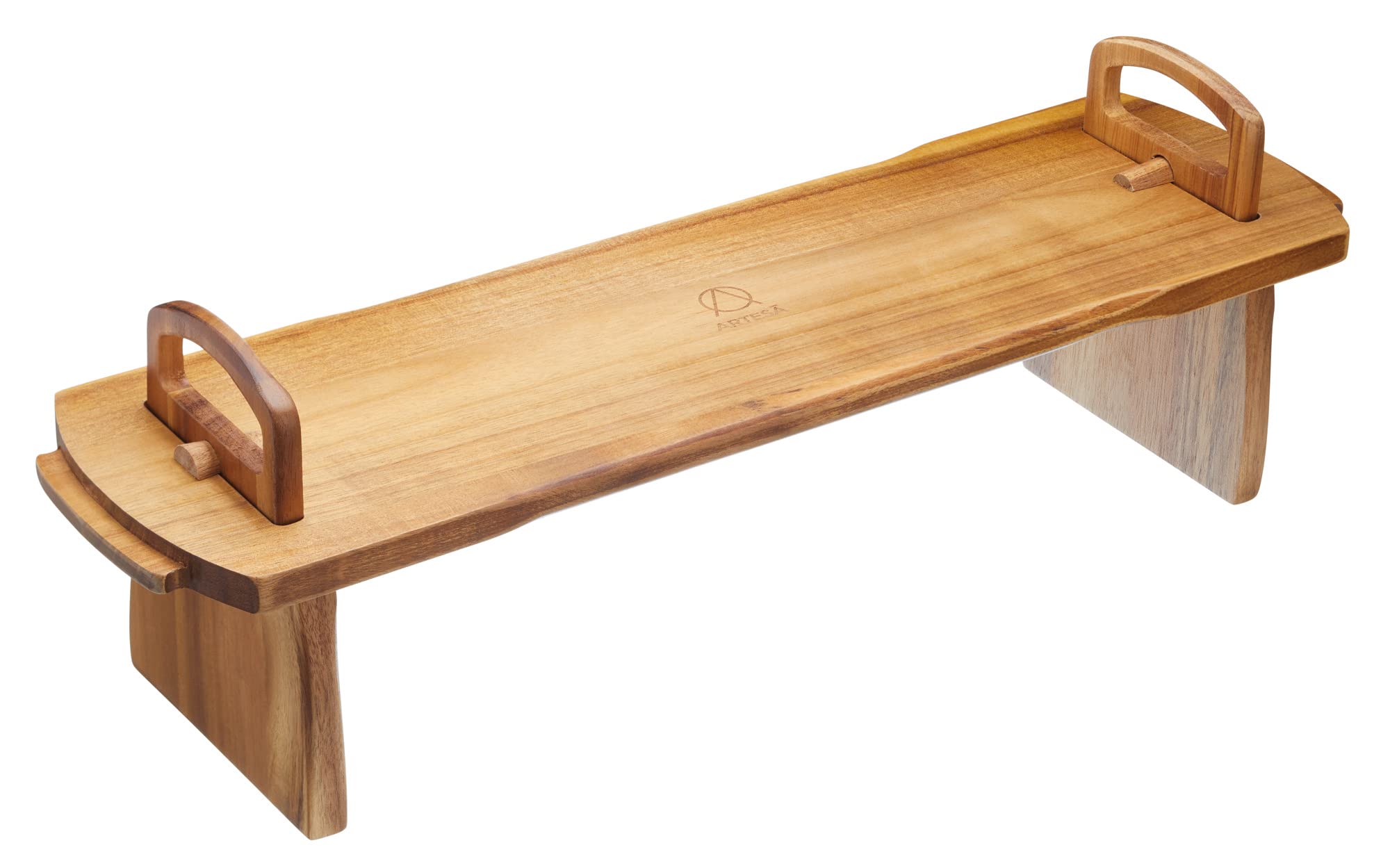 Artesa Raised Wooden Serving Platter, Rustic Acacia Wood Design, Collapsable for Flat Storage, 52 x 15 x 17 cm, Brown