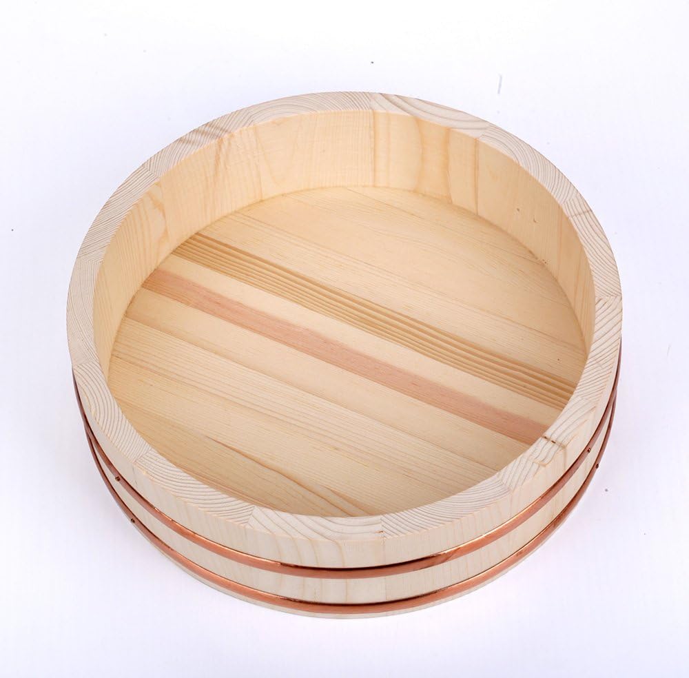 XMYZ Sushi Hangiri Rice Mixing Bowl Traditional Wooden Tub 16.54inch