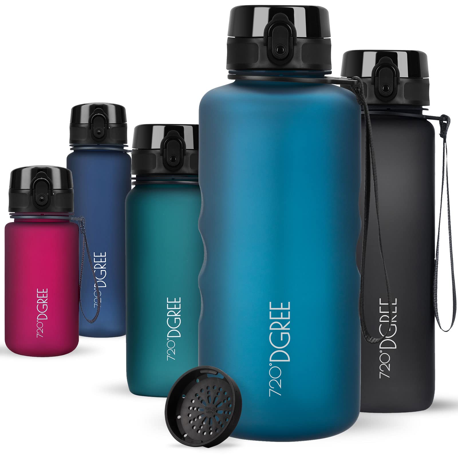 720°DGREE Water Bottle 2l “uberBottle“ softTouch +Sieve - BPA-Free, Leakproof, Reusable Drinking Bottle - XXL Sports Bottle for all Day Hydration, Gym, Fitness, Office, University, Hiking, Travel