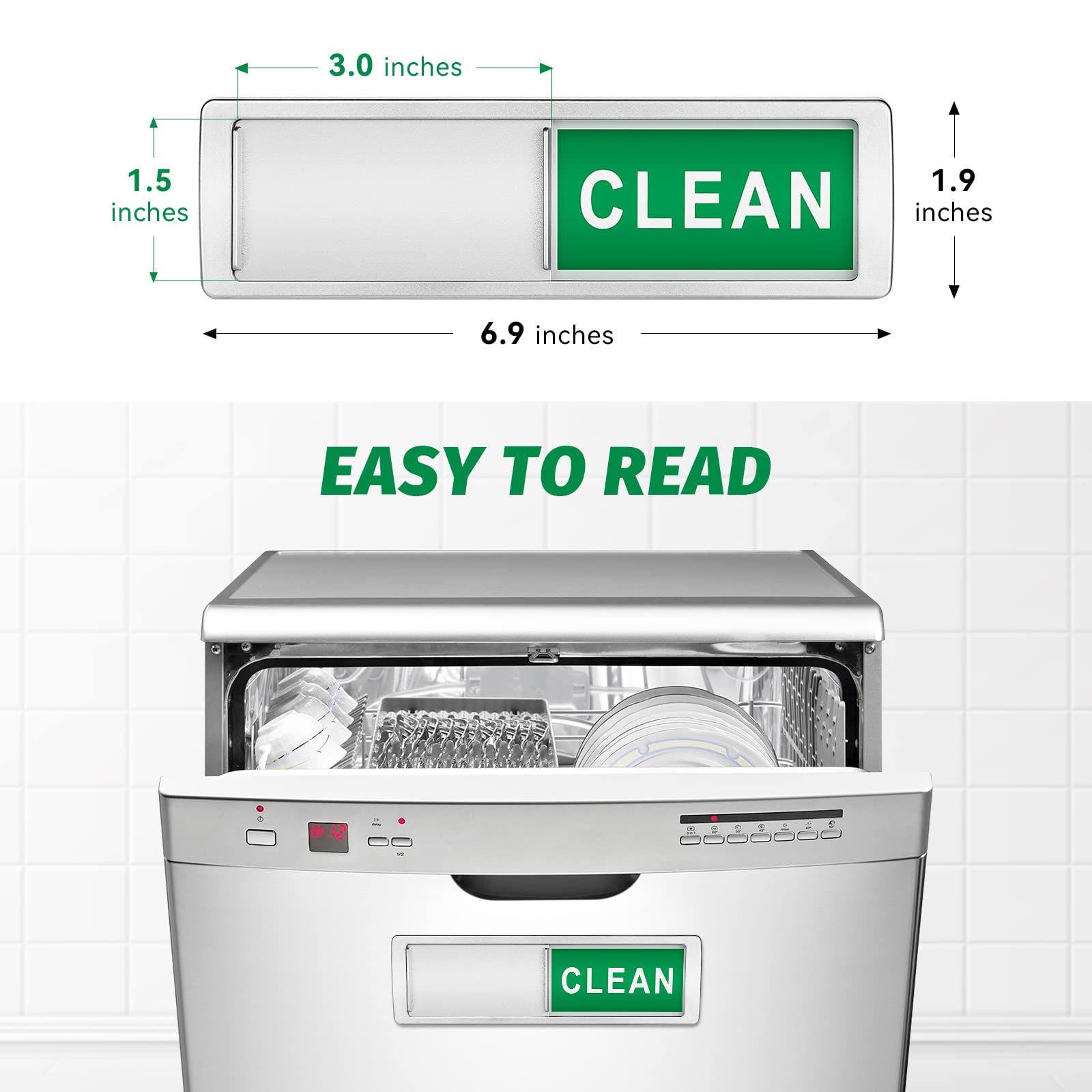 Cimkiz Dishwasher Magnet Clean Dirty Sign Shutter Only Changes When You Push It Non-Scratching Strong Magnet or Adhesive Options Indicator Tells Whether Dishes are Clean or Dirty