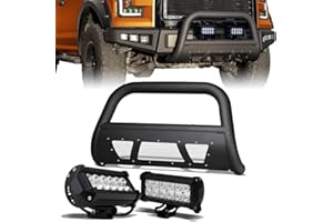 Stehlen 714937185401 Compatible With 2009-2018 Dodge Ram 1500/2019-2022 Classic 3" Studded Mesh Series Bull Bar (Matte Black) With 36W CREE LED Light Bars