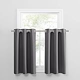 PONY DANCE Grey Blackout Kitchen Curtains 36 inch