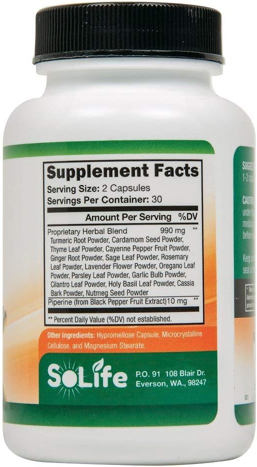 Multi-spice Supplement - Ginger Turmeric Supplement, Black Pepper Extract Garlic Rosemary Cardamom Thyme Parsley Cayenne & More Capsules 1000 mg pills: Health & Personal Care