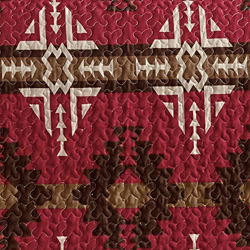Southwest Burgundy/Beige/Brown Print Bedspread 3 Piece Navajo/Native