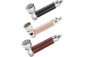 GENERIC 3PCS Tobacco Pipe Set, 3 inch Short Realistic Wood Grain Smoking Pipe With Cleaner Tamper Tool Black Bag, Includes Case for Everyday Use and Gifting Set