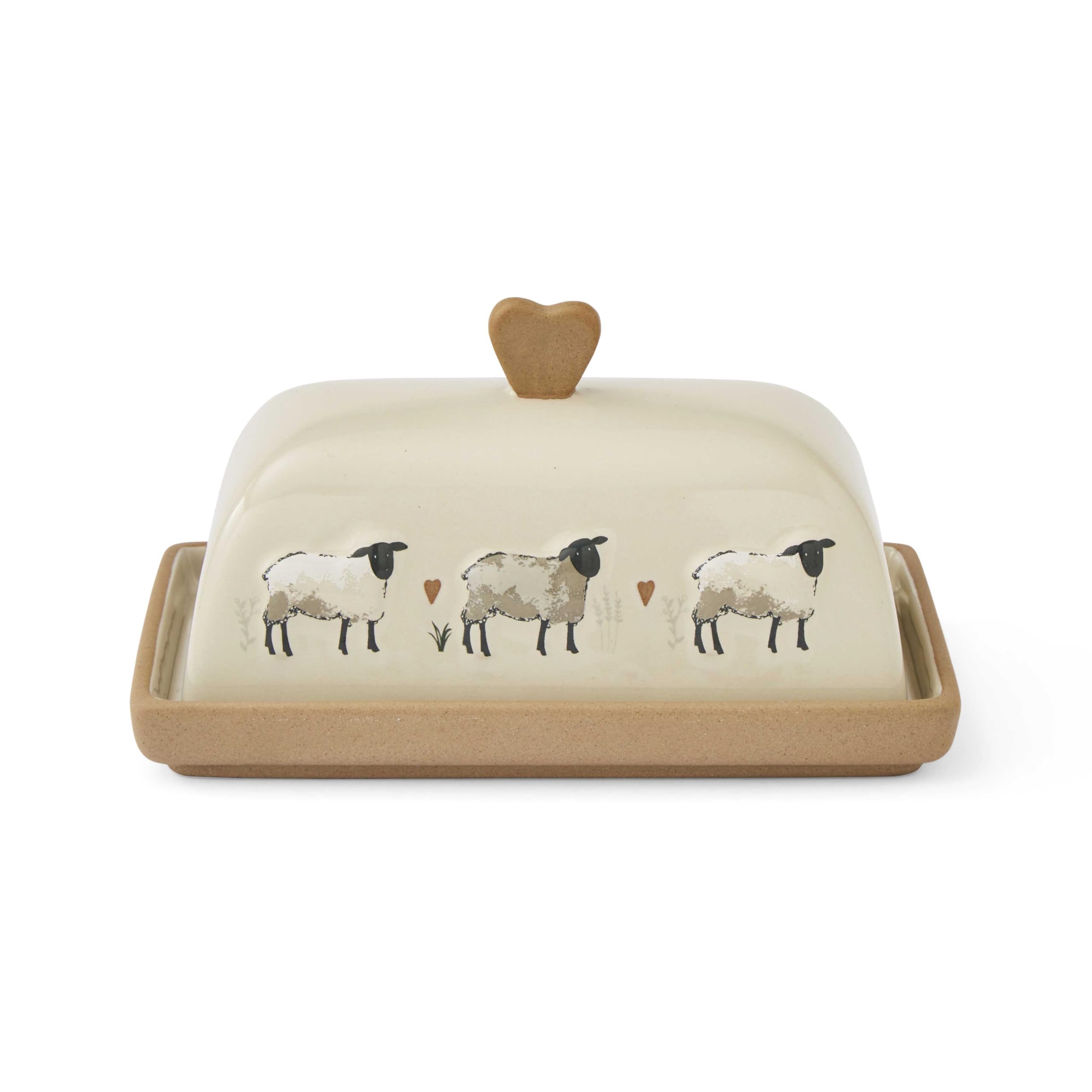 Cooksmart British Designed Ceramic Butter Dish with Lid | Large Butter Dish for All Types of Kitchens | Butter Dishes for All Sizes of Butter (Highland Sheep)