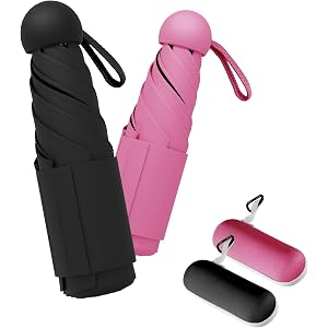 LILAC Travel Size Mini Umbrella with UPF 50+ UV Rain Protection, Compact Small & Lightweight Pocket-Sized Folding Umbrellas w