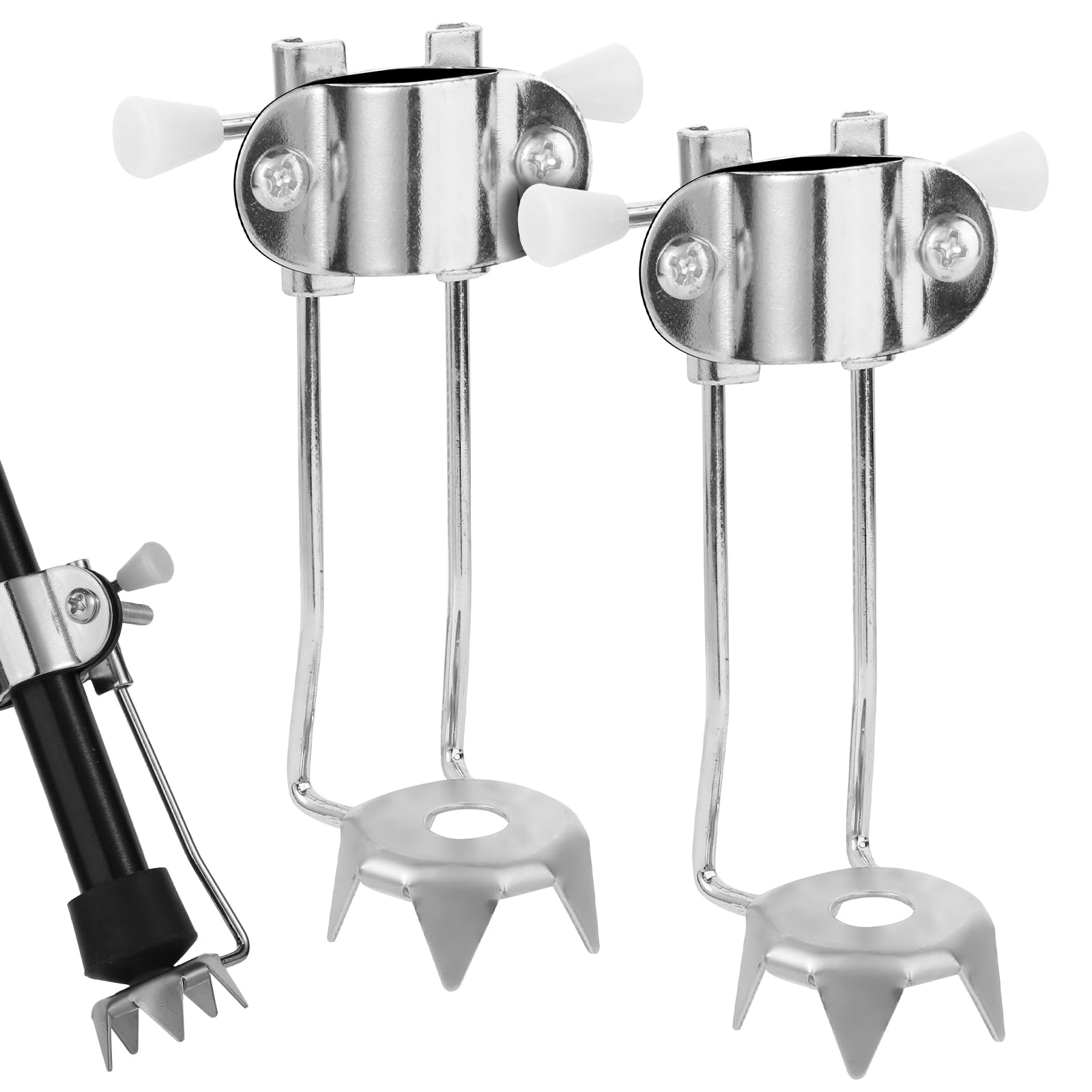 2pcs Ice Cane Tip Attachment, Heavy Duty Metal Cane Tips for Snow Anti-Slip Crutch Ice Tips Spike Feet 5-Prong Replacement Cane Ice Grip Accessories for Walking Sticks Winter