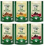 Greenies Pill Pockets Tablet Variety Bundle (6-Pack) 6 Bags Total - 2 of each flavor