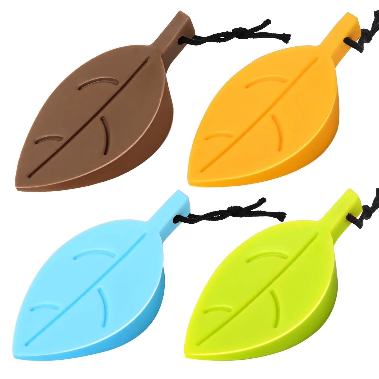 4Pcs Door Stopper Wedge Finger Protector, HNYYZL Silicone Door Stops, Cute Colorful Cartoon Leaf Style Secure Flexible Decorative Finger Protector, for Home and Office(Green, Yellow, Blue, Brown)
