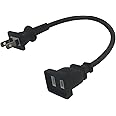 1FT Short Extension Power Cord 2 Prong, BolAAzuL 12" Short Exterior 2/Two Prong Extension Cord Black Extension Cord Male to Female Indoor/Outdoor Extension Plug for Christmas Lights