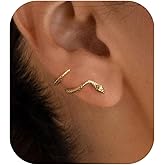 PRTGL Stud Earrings for Women- 14K Gold/White Gold Plated/Black Bow Dragon Softball Snake Bat Stud Earrings