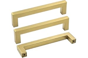 goldenwarm 5in Cabinet Handle Brushed Brass Drawer Pulls - LSJ12GD128 Cabinet Bar Handle Pull Pack of 5 Modern Knobs for Dresser Drawers Furniture Cupboard Door Handles