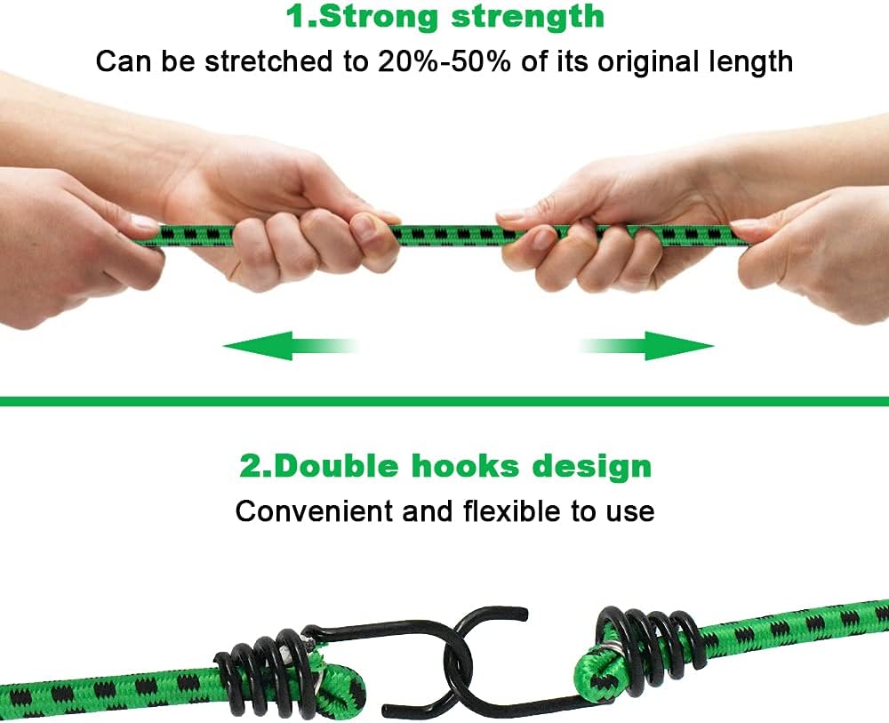 RIO Direct 18 Inch Bungee Cord with Hook, 4 Pack Heavy Duty Bungee Ropes Straps for Outdoor, Luggage Rack, Camping, Tents, Cargo: Automotive