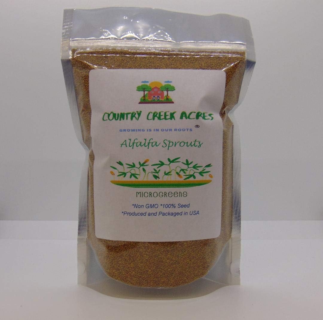 Alfalfa Sprouting Seed, NON GMO - 6 Oz -Country Creek LLC Brand - High Sprout Germination- Edible Seeds, Gardening, Hydroponics, Growing Salad Sprouts, Planting, Food Storage & More : Garden & Outdoor