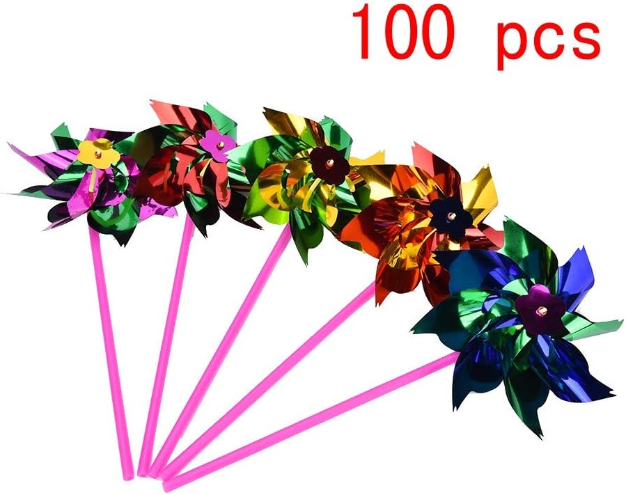 JZK 100x Waterproof foil windmills outdoor toys for children garden decoration ornament pinwheel spinners for kids birthday party favours giveaways thank you gift party bag filler - Image 5