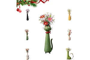 Handcrafted Quirky Cat Vase, Whimsical Ceramic Kitty Planter for Small Flowers & Succulents - Cute Cat Shaped Vase for Desk S