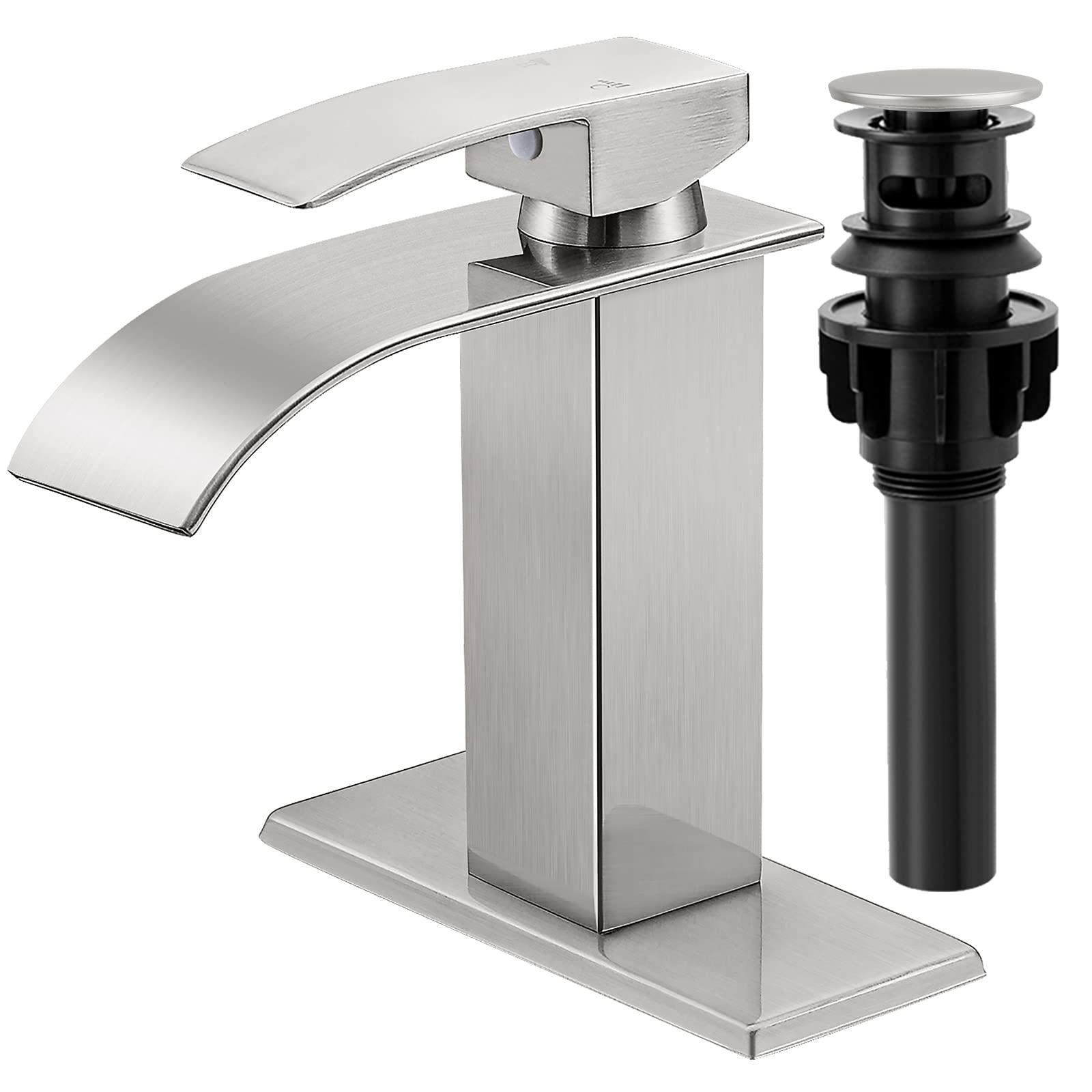KZH Waterfall Bathroom Faucet,Single Handle 1 or 3 Hole Bathroom Sink ...