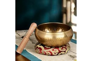 1 Set Singing Bowl Set - Authentic Hand-Adjusted Music Bowl with Cushion & Wooden Mallet - Ideal for Yoga, Relaxation, and So