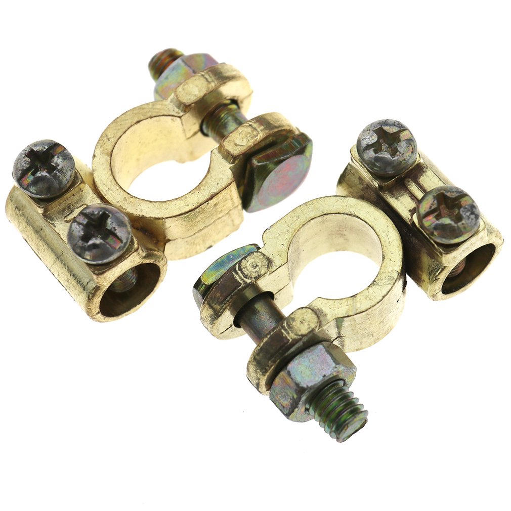 OTOTEC Positive & Negative copper battery terminal connectors Round Post Clamp Car/Van