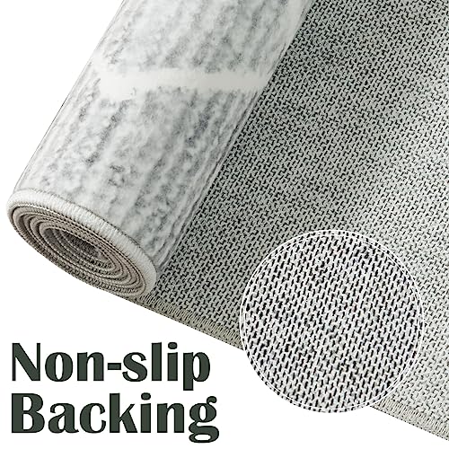 JINCHAN AREA RUG 3X5 MOROCCAN RUG WASHABLE RUG MODERN GEOMETRIC RUG NON SLIP ACCENT THIN RUG INDOOR DOOR MAT FLOOR COVER SOFT RUG CARPET FOR KITCHEN BEDROOM LIVING ROOM GREY