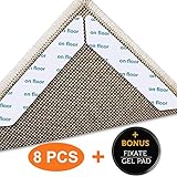 Rug Grippers 8PCS by SKINOSM, Reusable Anti Curling Carpet Gripper Keeps Your Rug in Place & Makes Corners Flat. Ideal Two-Sided Anti Slip Rug Pad Rug Grips for Hardwood Floors