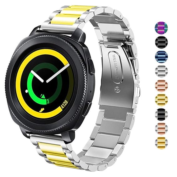 DELELE for Samsung Gear Sport/Galaxy Watch 42mm Band, 20mm Solid Stainless Steel Metal Business Replacement Strap for Samsung Gear Sport / S2 ...