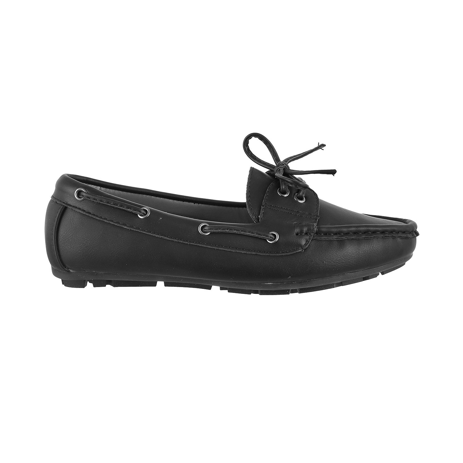 metro women black synthetic loafers (31-8002)