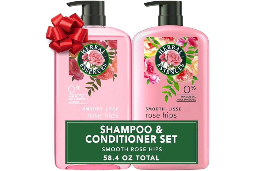 Herbal Essences Shampoo & Conditioner Set, Smooth Collection, Paraben-Free, Color-Safe, with Rose Hips & Vitamin E, 29.2 Fl Oz Each, 2-Pack