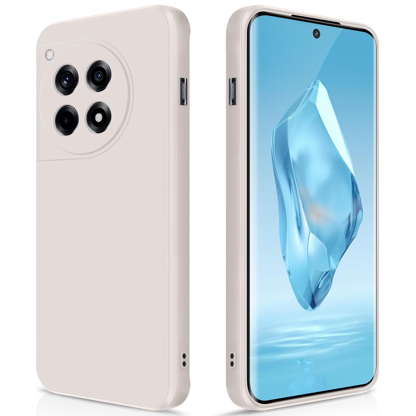 GiiYoon Case Compatible with Oneplus 12R, Silky-Soft Touch Full-Body Protective Phone Silicone Case, Shockproof Cover with Microfiber Lining, White