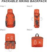 Pokarla 40L Foldable Rucksack Travel Hiking Daypack Orange Lightweight view 7