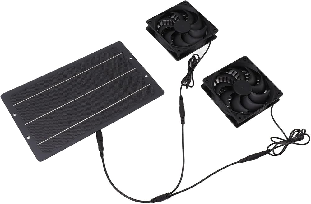 Zerodis 10W Solar Panel Fan Kit Dual Exhaust Weatherproof Wall Mount Ventilation