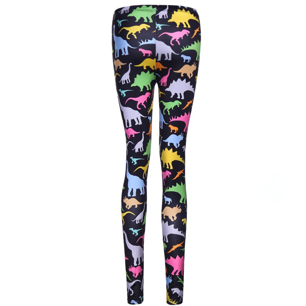 Women\'s Printed Leggings Full Length Colorful Pants (Large, Dragon)