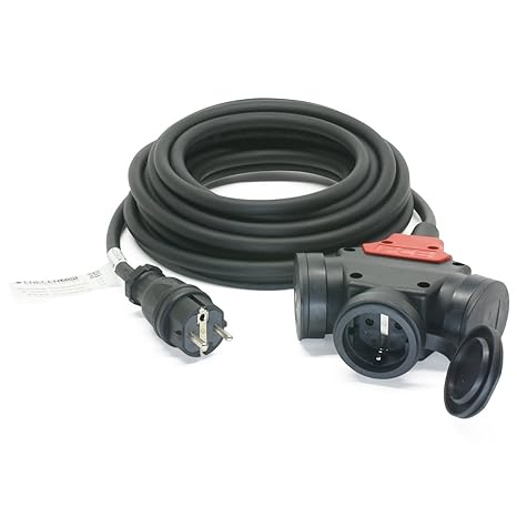 ENECEN 1102250 Verlängerungskabel 230V/16A IP44 Gummi H07RN-F 3x2,5 mm² mit Vollgummi ST/3-Wege KU BD 50m