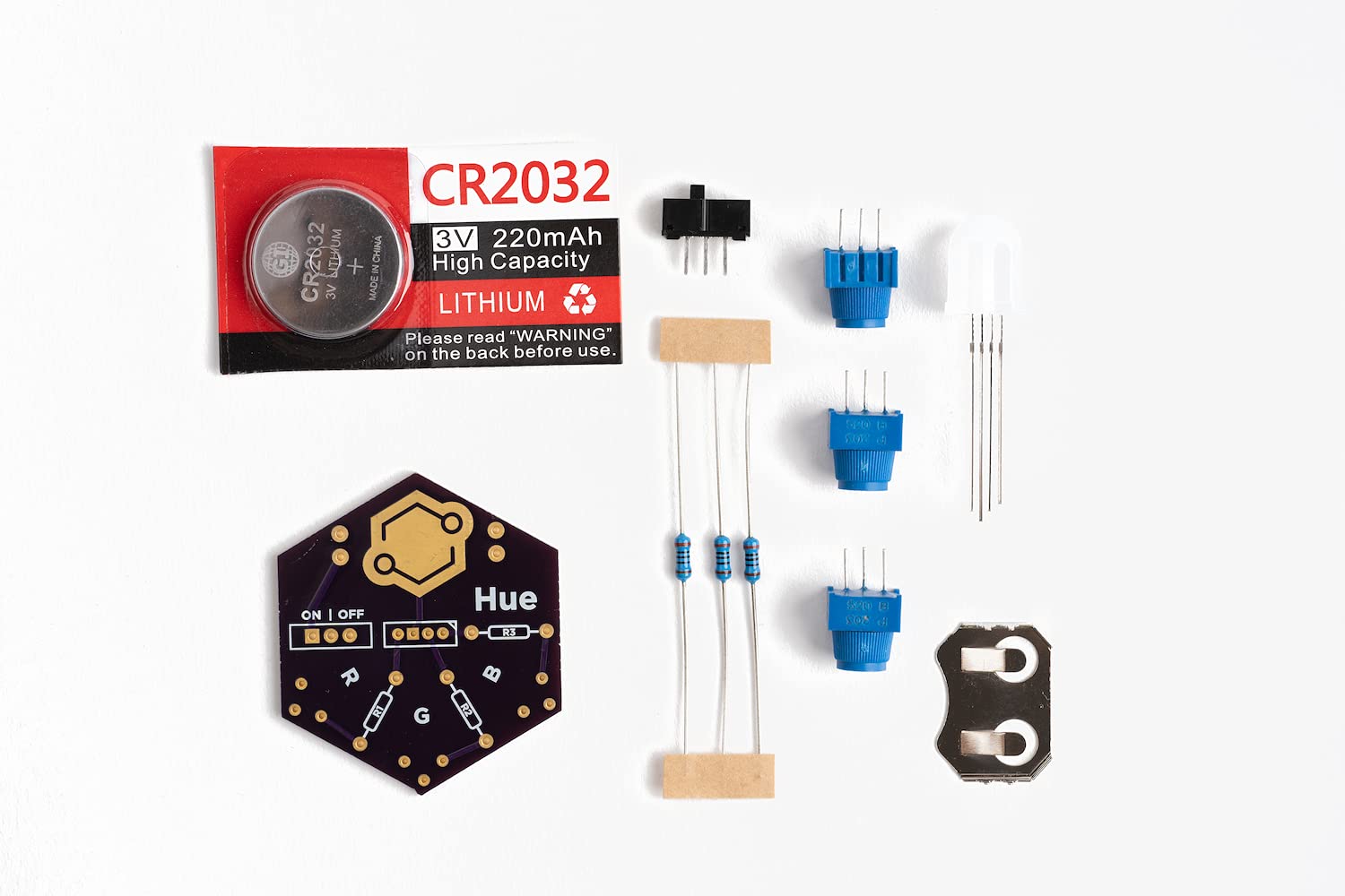 Hue Soldering Kit | DIY Electronics Projects for Beginners | Practice for Students, STEM Classes & Events | Science Project Electronic RGB LED Light Circuit Board with Battery