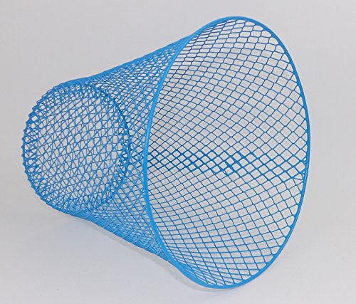 Blue Wire Metal Trash Can Waste Basket Garbage