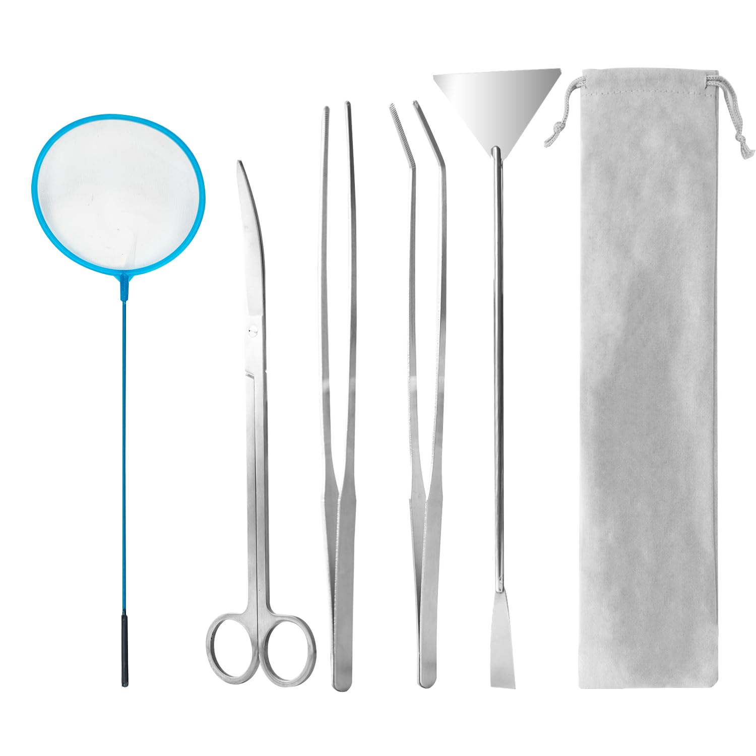 5 in 1 Stainless Aquascaping Tools - Aquarium & Terrarium Scissors, Tweezers, Spatula - Aquascape Set for Fish Tank