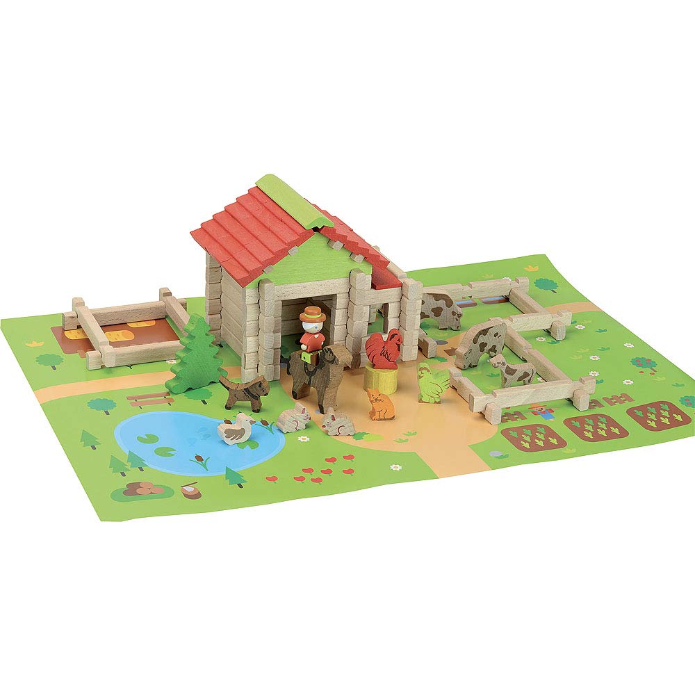 Jeujura -8232-MA First Small Wooden Farm - 80 Pieces Wooden Building Set, 8232