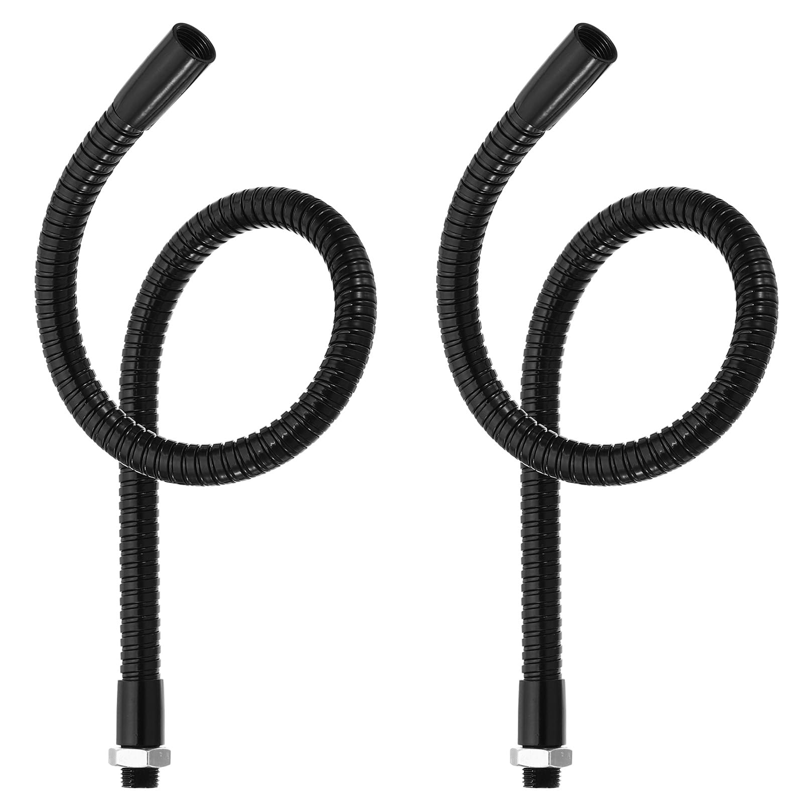 PATIKIL 15.7" Universal Gooseneck Hose, 2 Pcs M10 Fine Thread Bendable Metal Hose Flexible Arm Tube Extension for Lamp, DIY Equipment, Black