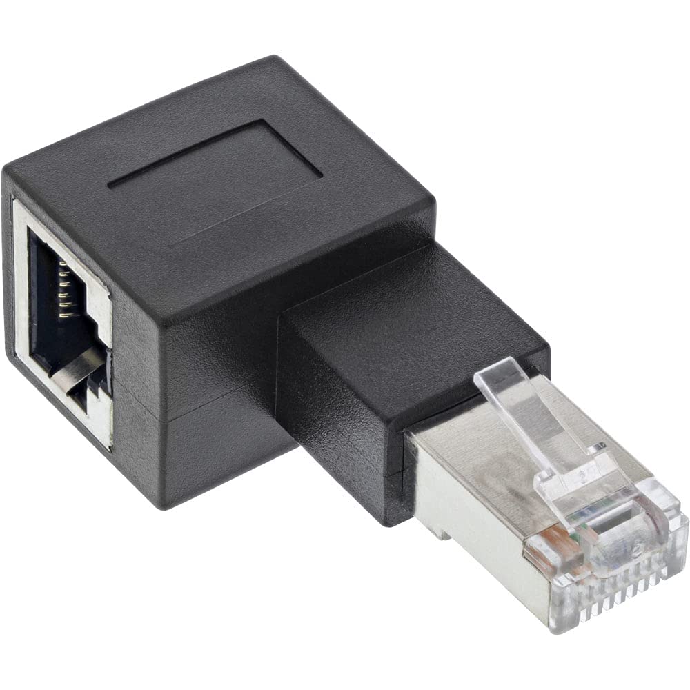 InLine® Cat.6A RJ45 Male/Female 90° Left Angled Patch Cable Adapter