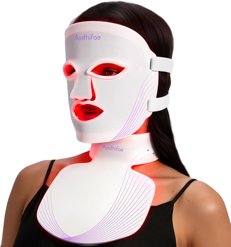 Red Light Therapy for Face and Neck, 7 in 1 Red Light Therapy Mask with NIR Portable Rechargeable Led Face Mask with Eye Prot