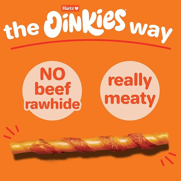 HARTZ OINKIES TENDER TWISTS WITH REAL CHICKEN BREAST RAWHIDE-FREE DOG TREATS, HIGHLY DIGESTIBLE DOG CHEWS, 72 COUNT