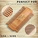 Wood beard comb for men - Wooden comb for MUSTACHES - Mens beard pocket combs with Leather case - GROOMING set no Curls and Tangles - Dual bristle - Travel size