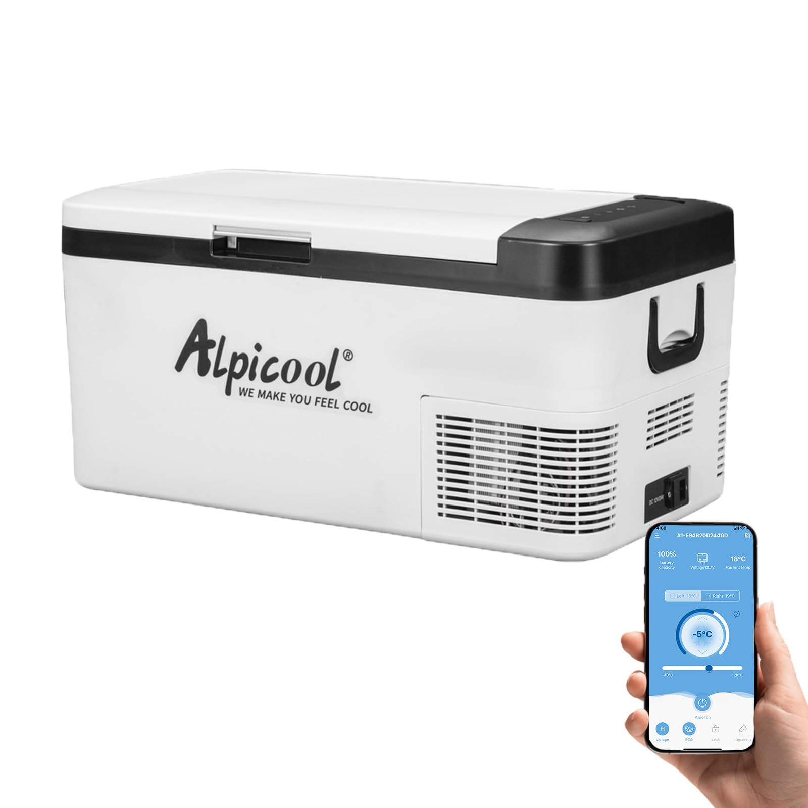 Alpicool K18 18L Compressor Car Fridge Freezer, DC 12v Camping Refrigerator, Portable Mini Cool Box for TruckCampervanRVBoat, -20℃ to 20℃