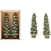 Creative Co-Op Unscented Tree Shaped Taper Candles, Evergreen, Boxed Set of 2
